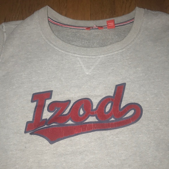 Izod fleece sweatshirt grey and red - Picture 2 of 4